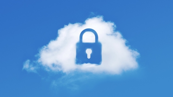 A floating cloud in the sky, with a lock icon shape cut out in the middle